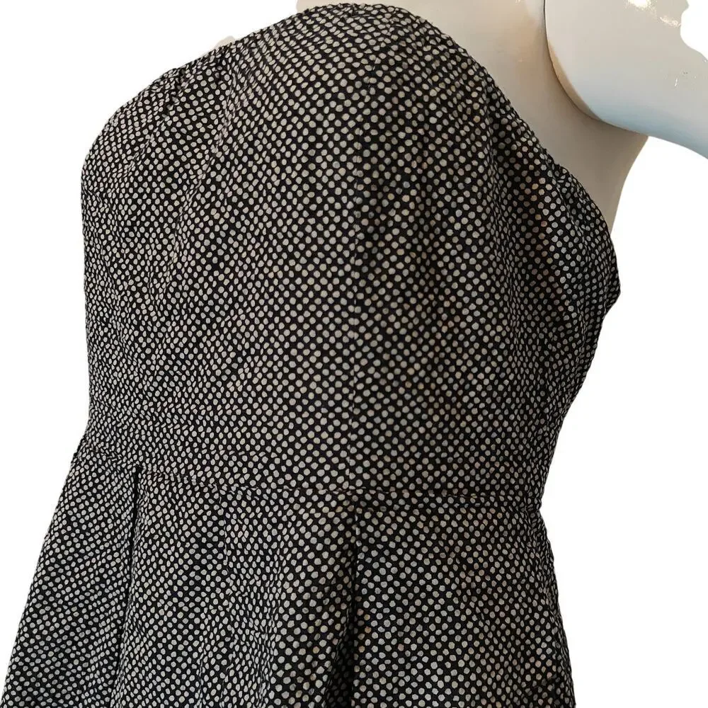 J.Crew Strapless Polka Dot Fit Flare Dress Navy Silver Size 2